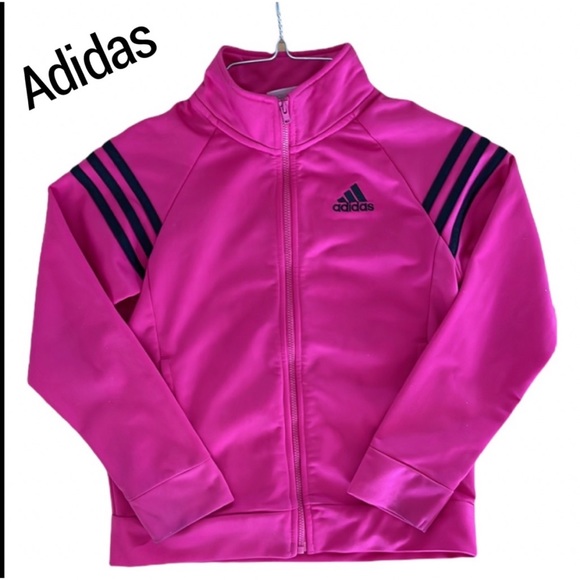 ADIDAS girls long sleeve pink athletic zip up jacket